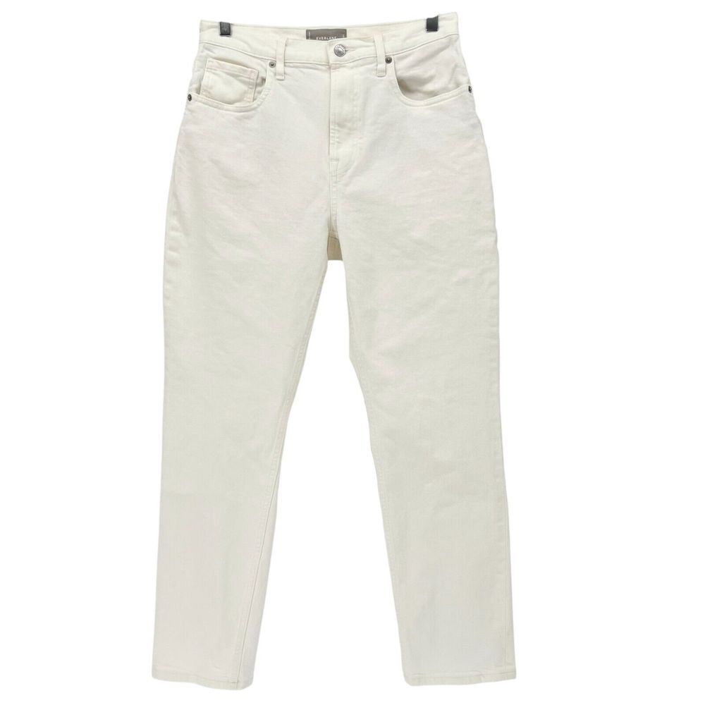 Everlane High Rise Straight Leg Jeans Womens Size 29 Ankle White Denim Mom Jeans